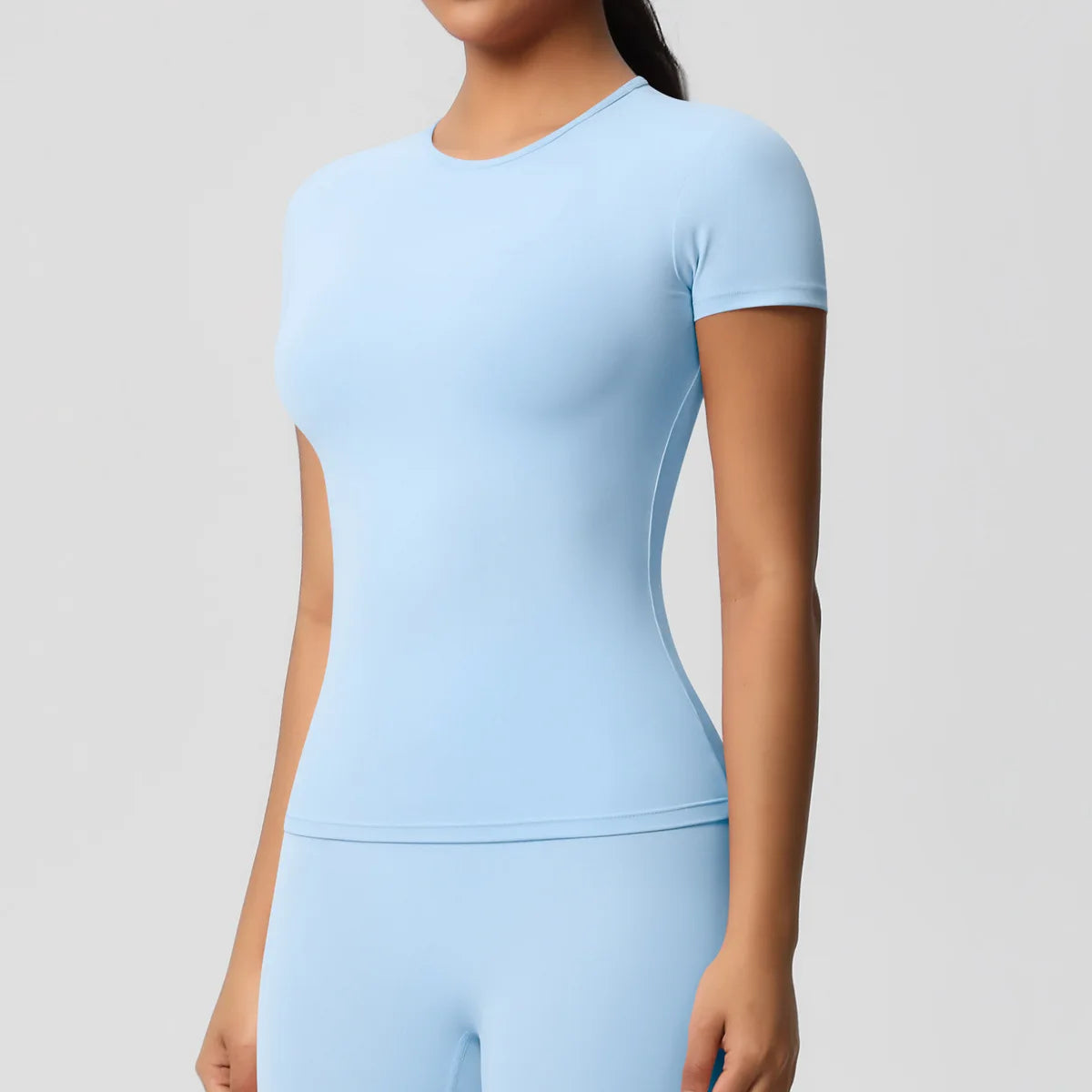 New Women Running Sports T Shirt Summer Short Sleeve Round Neck Breathable Stretchy Gym Yoga Slim Fitness Active Top Tee