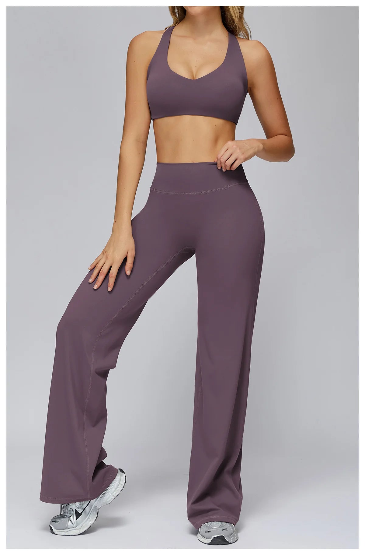 Yoga Set 2PCS Women Sportswear Workout Clothes Seamless Athletic Wear Gym Legging Fitness Bra Crop Top Long Sleeve Sports Suits