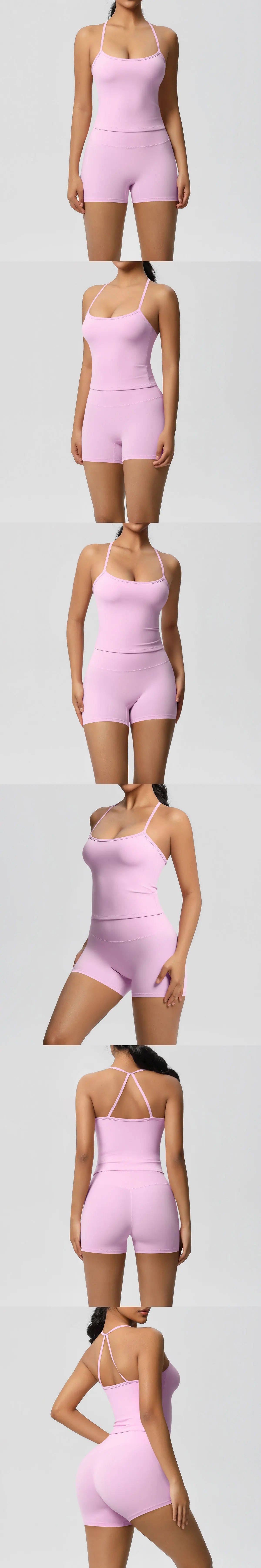 Yoga Sport Set Women Seamless Crop Top Bra Shorts Yoga Set Comfort Elastic Sportsuit Workout Outfit Fitness Gym Clothes