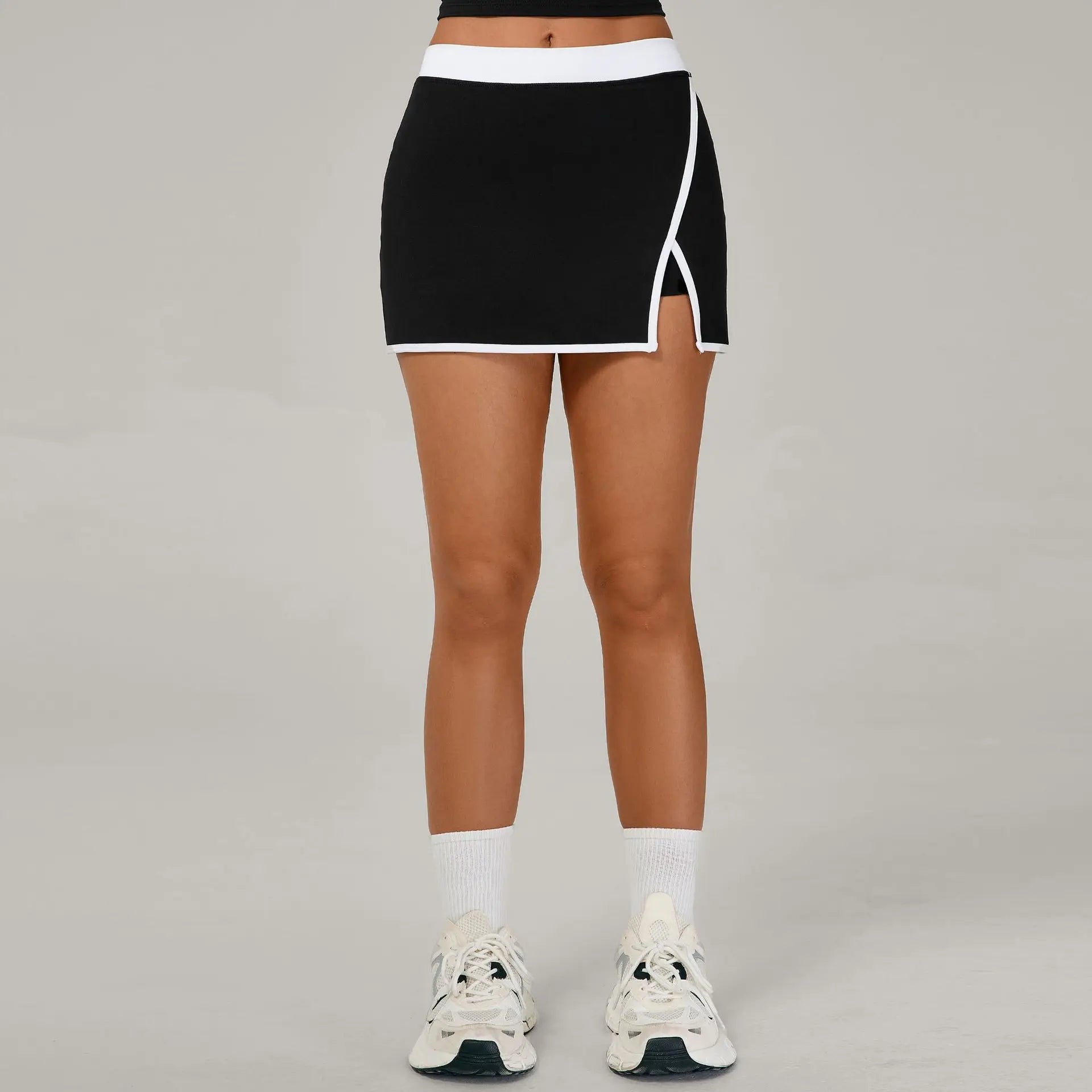 Color Blocking Sports Short Skirt Women's Yoga Short Skirt Tight Fitting Splicing Anti Glare Running Fitness Yoga Tennis Skirt