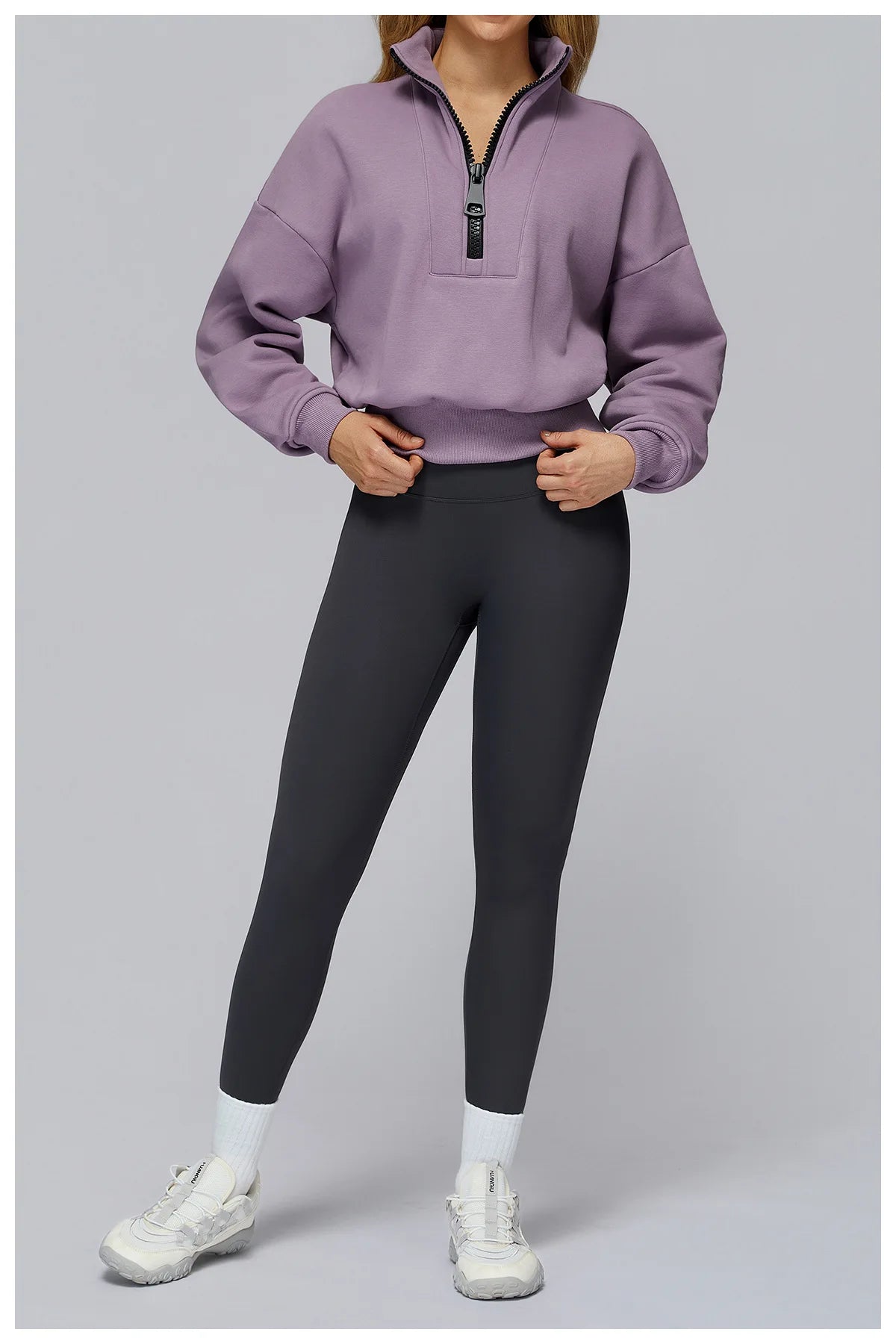 Winter Sports Hoodie Yoga Long Sleeved Women's Stand Collar Loose Windproof Hoodie Warm Long Sleeved Casual Outdoor Sports Top