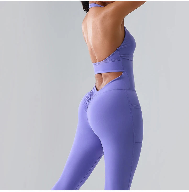 Workout Jumpsuit Sports Overalls Women Rompers Gym Clothing Running Tracksuit Fitness Gym Clothes Push Up Sportswear Yoga Set