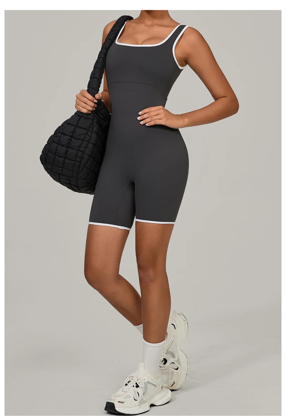 Women Color Blocked Yoga Jumpsuit Sleeveless Romper Elastic Quick Drying Fitness Workout Sportswear One-Piece Short Yoga Clothes