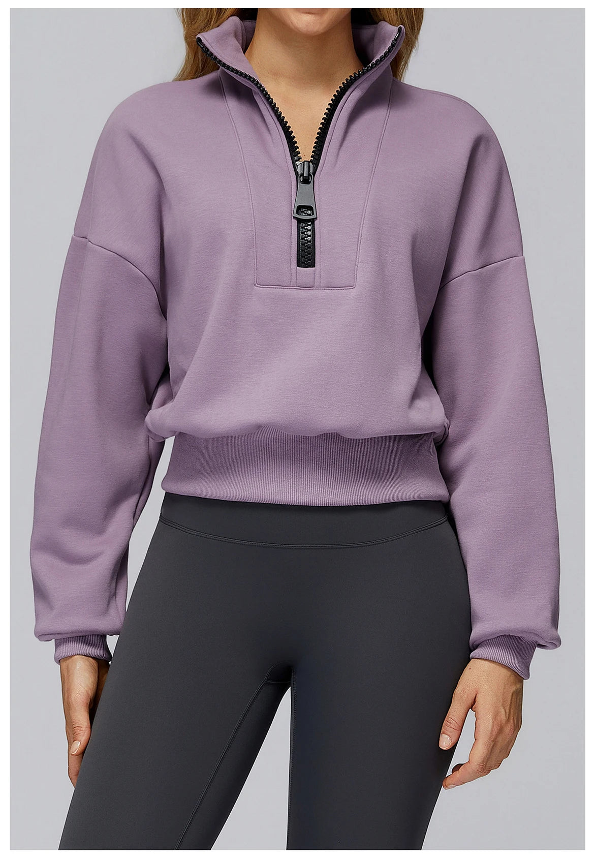 Winter Sports Hoodie Yoga Long Sleeved Women's Stand Collar Loose Windproof Hoodie Warm Long Sleeved Casual Outdoor Sports Top