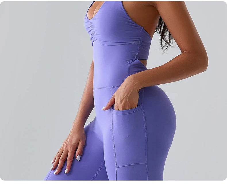 Workout Jumpsuit Sports Overalls Women Rompers Gym Clothing Running Tracksuit Fitness Gym Clothes Push Up Sportswear Yoga Set
