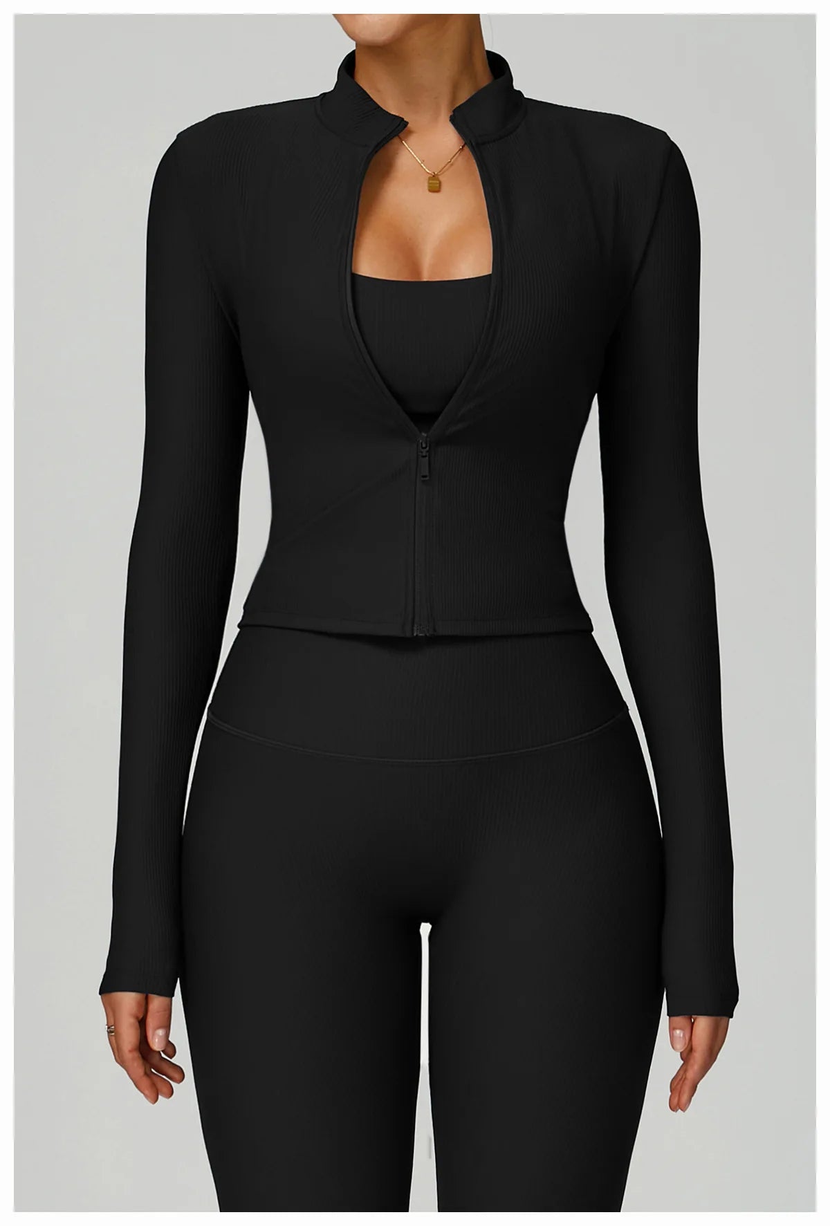 Yoga Jacket Women's Coat Standing Collar Yoga Long Sleeved Sports Jacket Running Training Fitness Top Gym Workout Running Tops