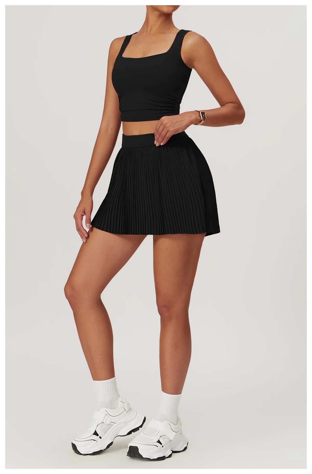 Women Pleated Sports Tennis Skirts Women High Waist Yoga Fitness Short Skirt With Pockets Gym Golf Loose Mini Skirt With Pockets