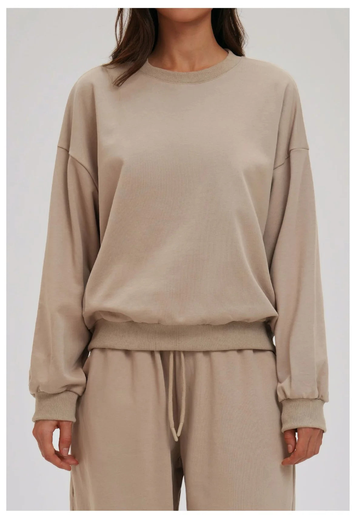 Knitted Round Neck Sports Hoodie for Women Long Sleeves for Outerwear Casual Loose Hoodie Running Top Fitness Sportswear