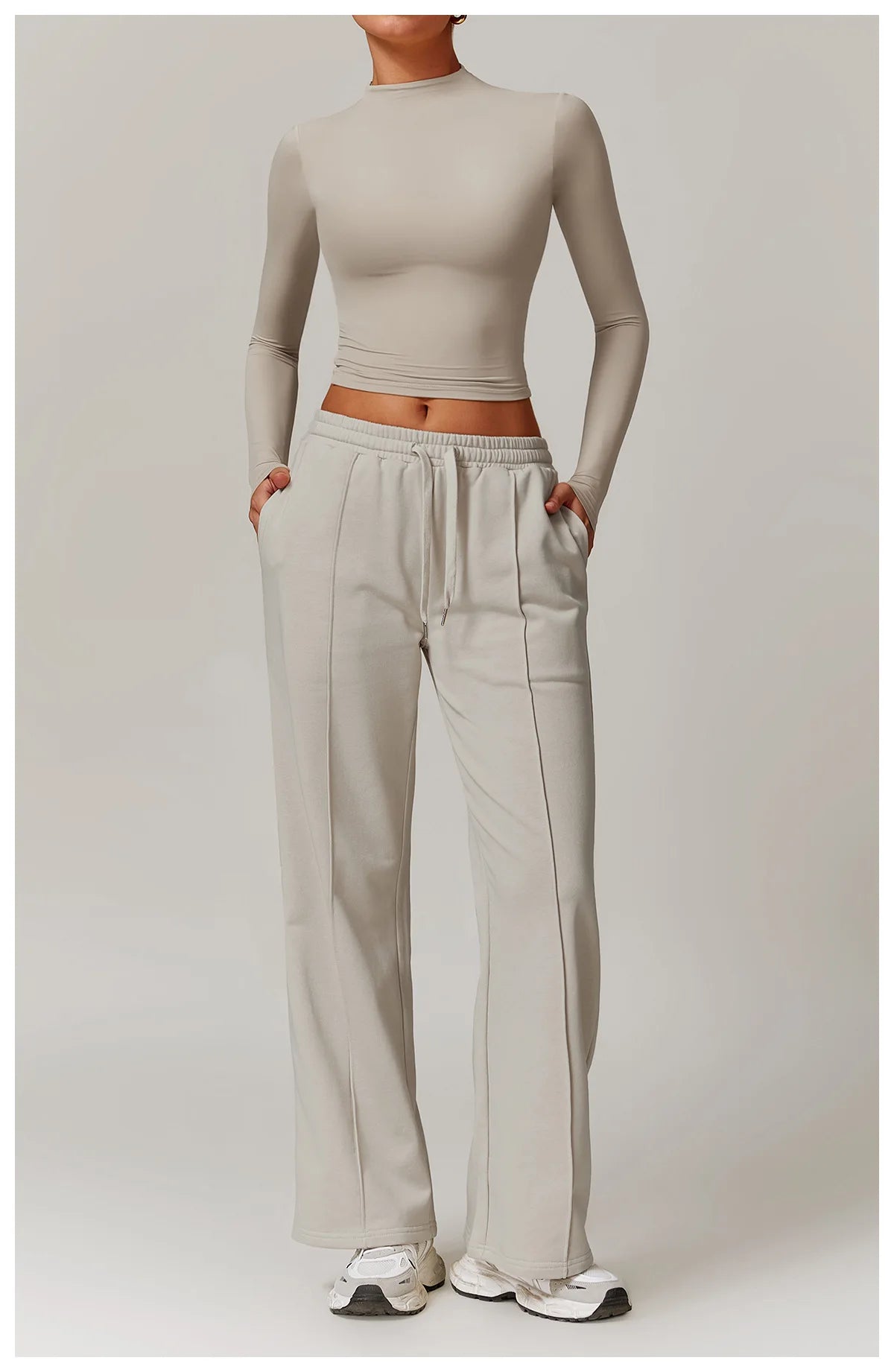 Winter High Waist Loose Fit Sports Sweatpants for Women Pocket Straight Leg Casual Pants Fitness Running Sports Pants for Women