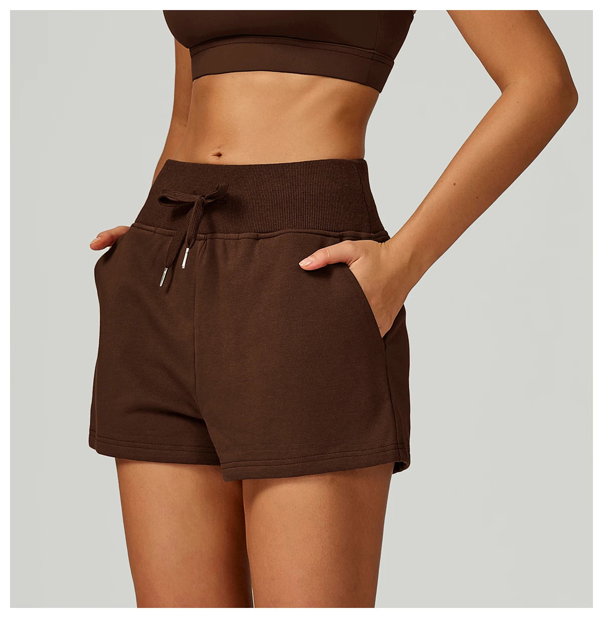 Winter High Waisted Sports Shorts Women's Pocket Drawstring Yoga Shorts Outdoor Sports Shorts Casual Versatile Running Shorts