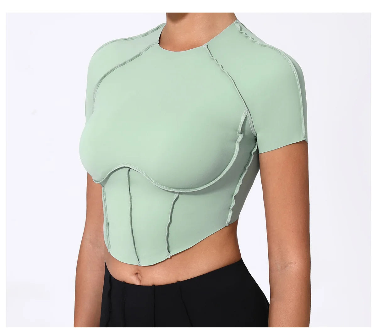 Women Yoga Top Line Sport T Shirts Fitness Clothes Short Sleeve Push Up Yoga Shirt Gym Top Running Active Wear Workout Sport Top