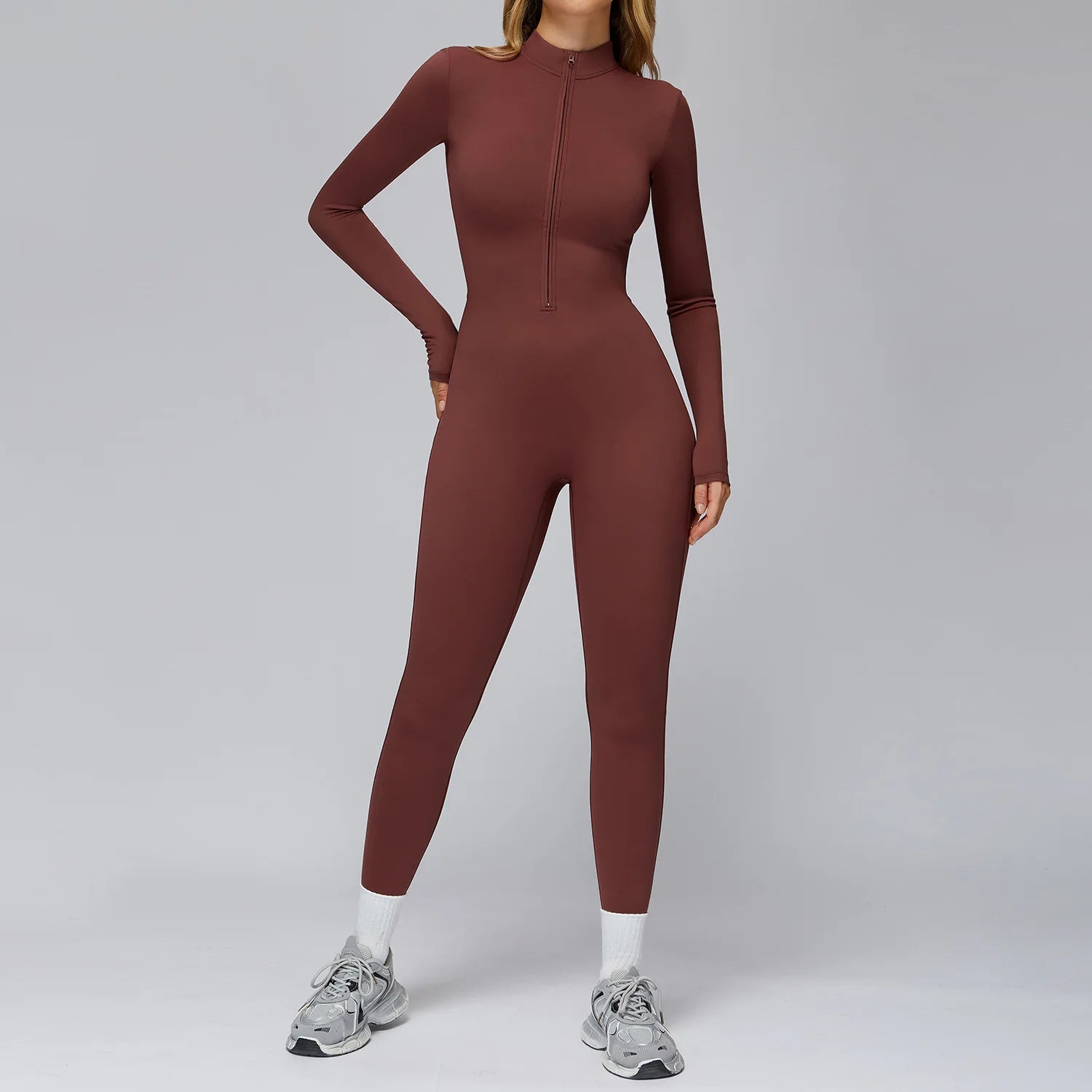 Winter Fleece Jumpsuit Women Tracksuit Yoga Set Zipper Rompers Long Sleeved Fitness Sports Bodysuit Gym Push Up Workout Clothes