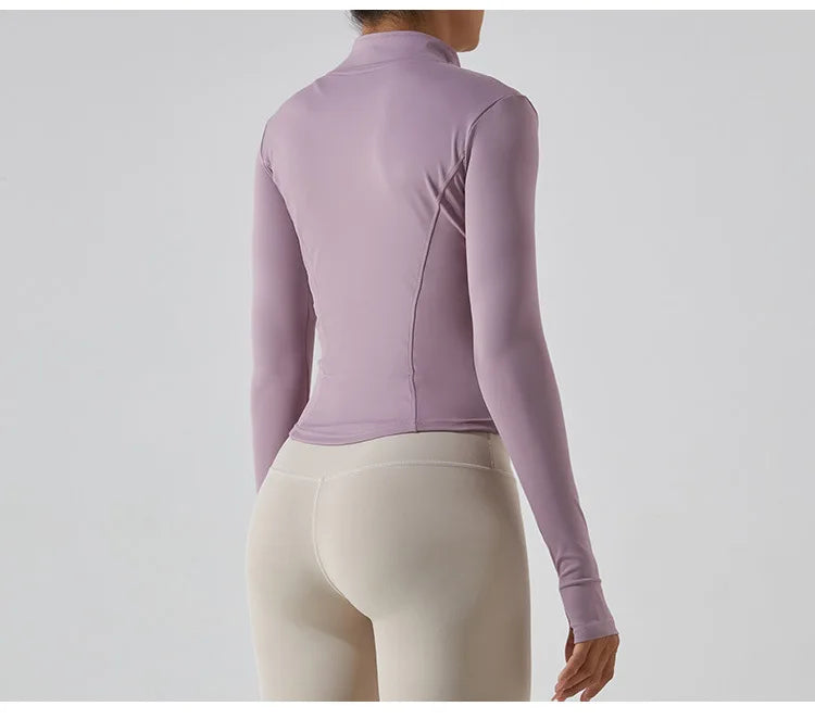Zipper Jacket Women Sports Long Sleeve Push Up Fitness Yoga Shirt Gym Top Activewear Running Coats Workout Clothes Woman Jacket