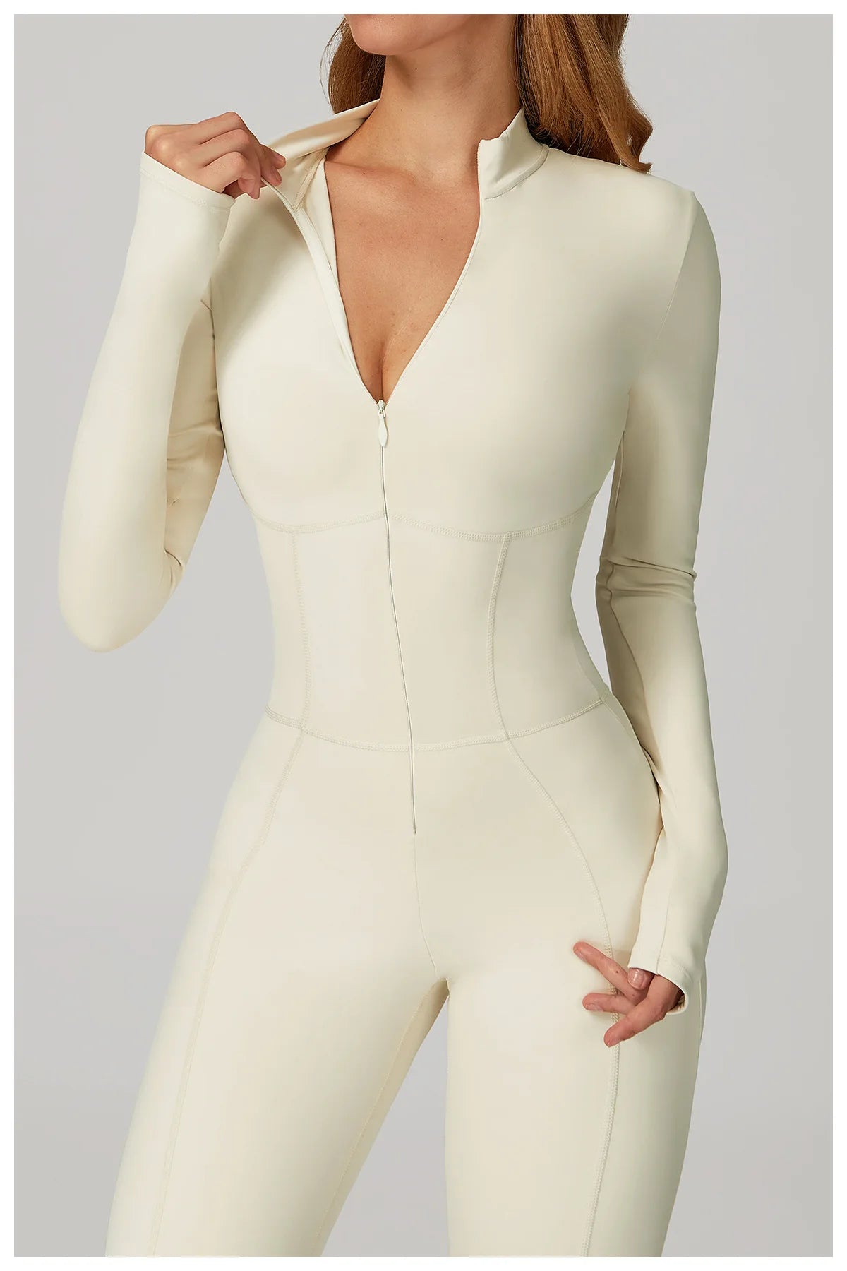 Yoga Overalls Long Sleeved Women's Sportswear Gym Boilersuit Zipper Jumpsuits Workout High-intensity Fitness Skin-tight Garment