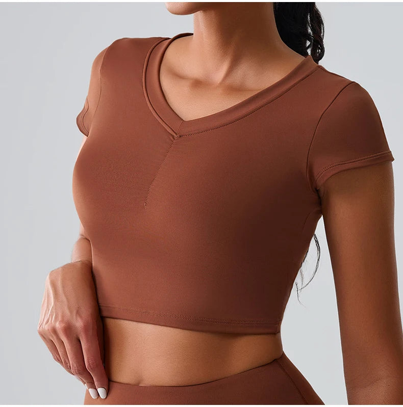 Women Yoga Top Sexy Sport T Shirts Fitness Clothes Workout Short Sleeve Yoga Shirt Gym Top Running Active Wear Push Up Sport Top