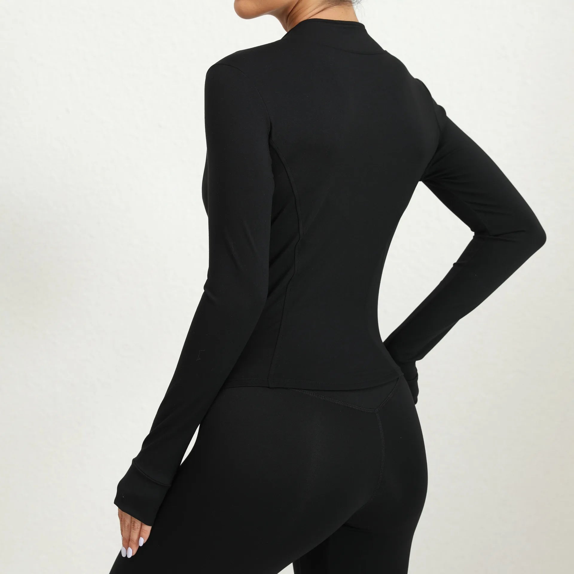 Women Jacket Slim Fit Long Sleeved Zipper Fitness Coat Yoga Crop Tops With Thumb Holes Gym Jacket Workout Tracksuit Sweatshirts