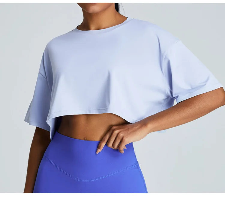 Loose Yoga Short Sleeves Women Breathable Quick Drying Yoga Clothes for Women Running Fitness Tops Sports Short Sleeved T-shirts