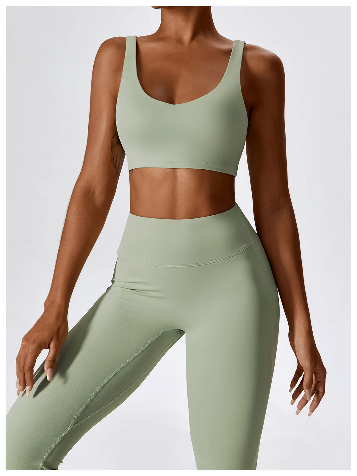 Women Tracksuit Gym Yoga Suit 2PCS Tight Fitting Sports Set Workout Breathable T Shirts Bra Tank Top Loose Bell-bottoms Leggings