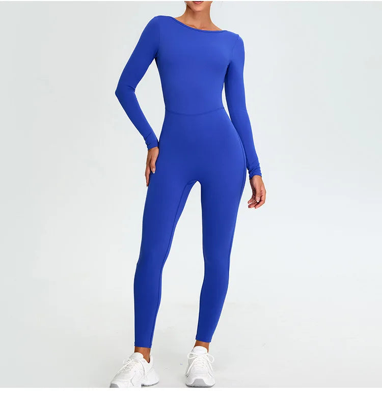Fitness Rompers Women Gym Set Training Yoga Suit Sportswear Women Sports Jumpsuit Long Sleeved Stretch Push Up Workout Bodysuits