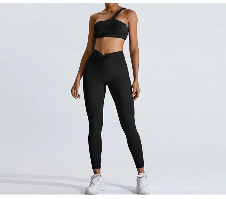 Women One Shoulder Sports Underwear Gym Top Bra Training Women Yoga Bra Stretch High Strength Workout Fitness Women Sports Vest