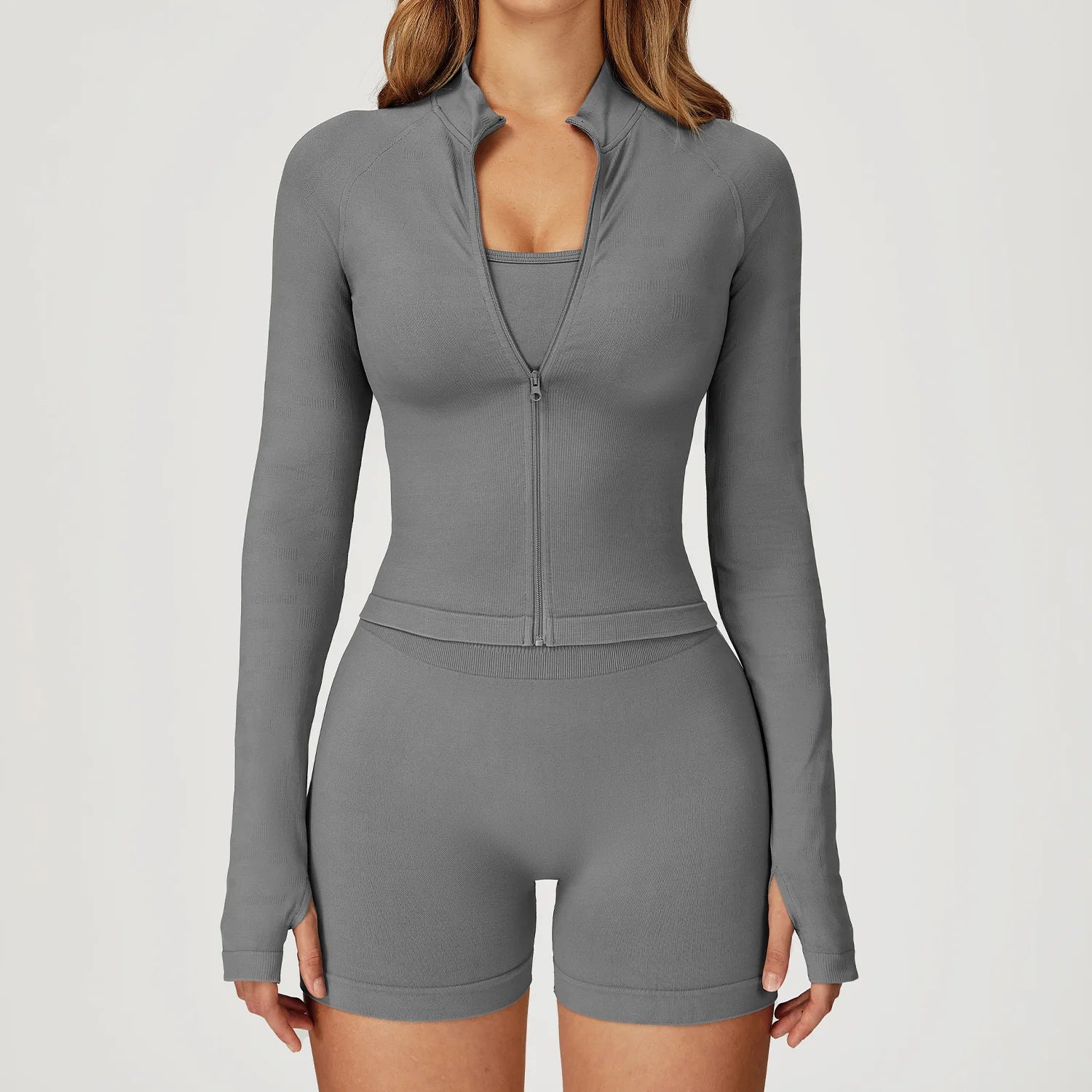 2PCS Seamless Yoga Set Gym Clothes Athletic Wear Women Fitness Set Tracksuits Sports Long Sleeved Gym Suit Leggings Sportswear
