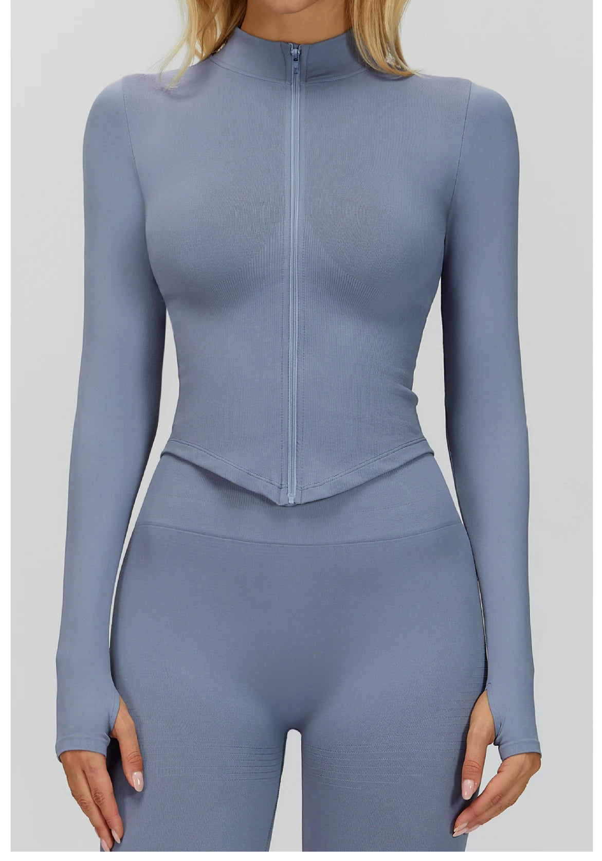 Seamless Outdoor Sports Long Sleeved Women Yoga Coat Quick Dry Zipper Cardigan Stand Up Collar Jacket Running Fitness Jacket Top