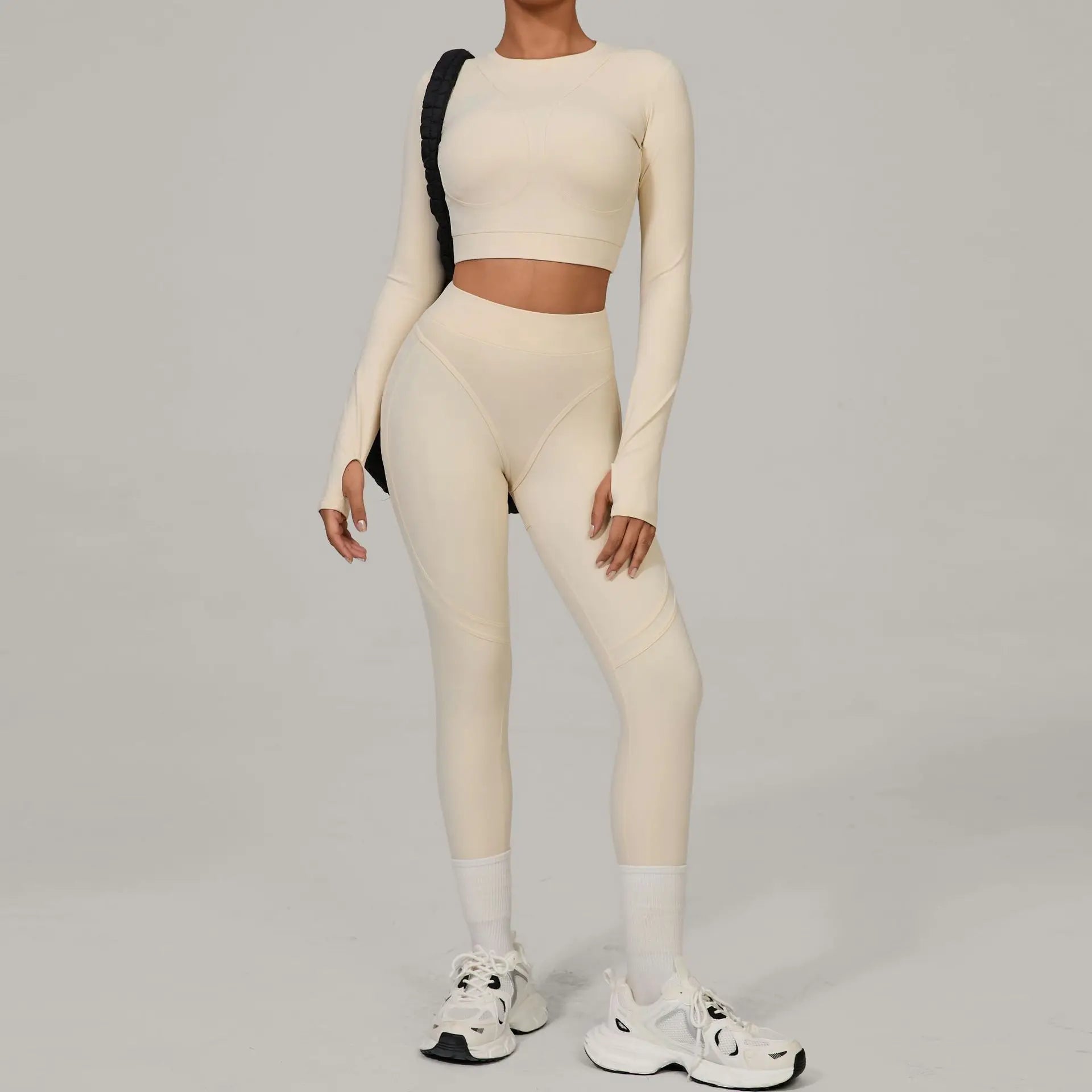 Women Tracksuit 2PCS Yoga Suit Sports Set Women Quick-Drying Gym Set Running Workout Long Sleeve Sports Shirt Yoga Clothing