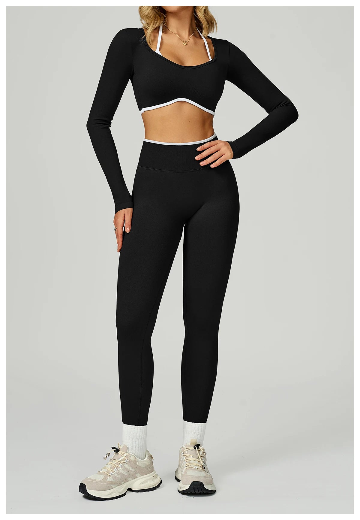 Seamless Yoga Long Sleeved Quick Dry T-Shirt Women Gym Top Women Fitness Sports Crop Top Ribbed Female Long Sleeve Yoga Clothing