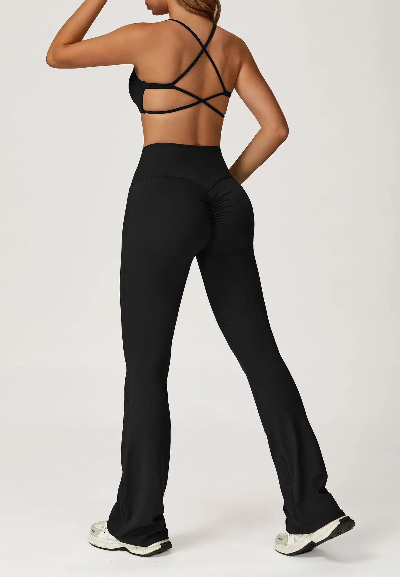 Women Yoga Set 2PCS Sportswear Push Up Workout Clothes Athletic Wear Gym Legging Fitness Bra Crop Top Long Sleeve Sports Suits