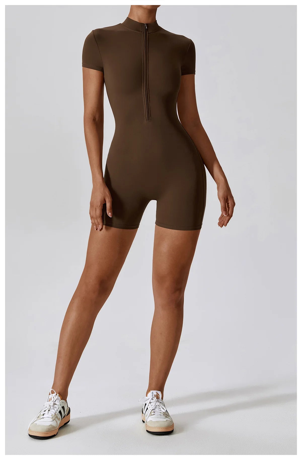 Summer Zipper Jumpsuits Short Sleeve Yoga Bodysuit Women's Yoga Set Gym Tracksuit Push-up Workout Clothes Dance Fitness Bodysuit