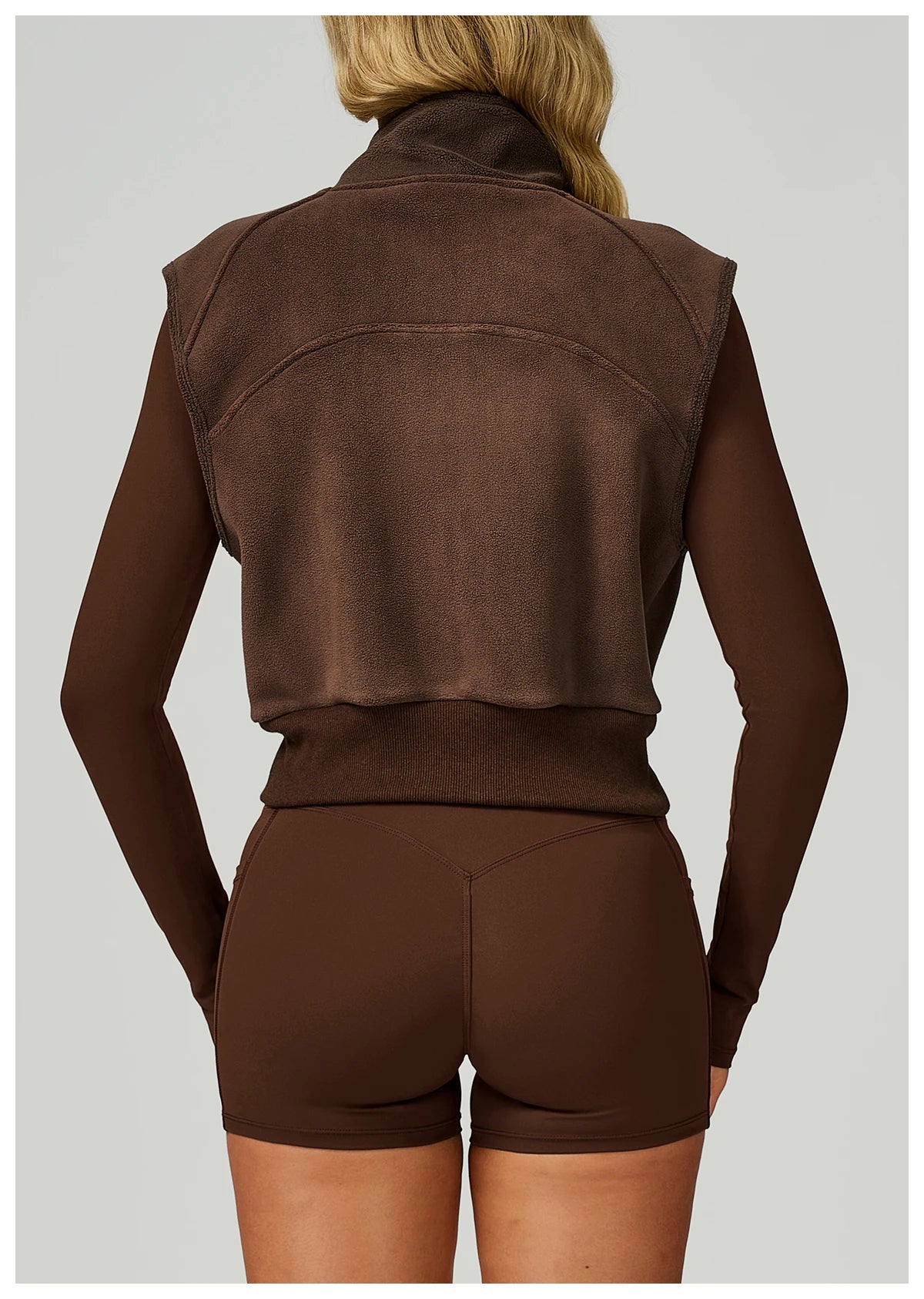 Winter Warm High Neck Velvet Vest Women's Sleeveless Top with Zipper Waist Outdoor Running Top