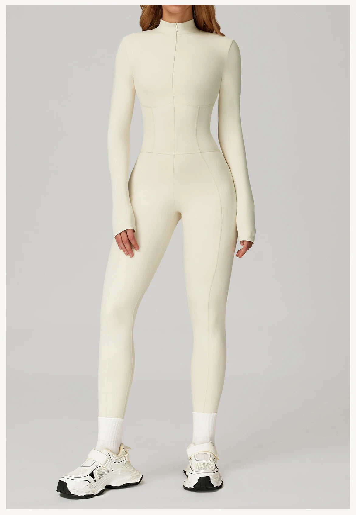 Yoga Overalls Long Sleeved Women's Sportswear Gym Boilersuit Zipper Jumpsuits Workout High-intensity Fitness Skin-tight Garment
