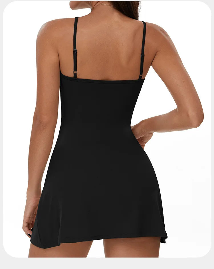Women's Yoga Rompers Backless One Piece Tummy Control Dress Jumpsuit Padded Sports Bra Romper Fashion Fitness Sportwear Bodysuit