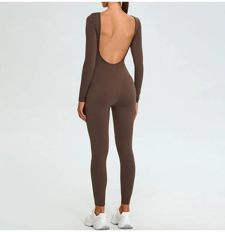 Fitness Rompers Women Gym Set Training Yoga Suit Sportswear Women Sports Jumpsuit Long Sleeved Stretch Push Up Workout Bodysuits
