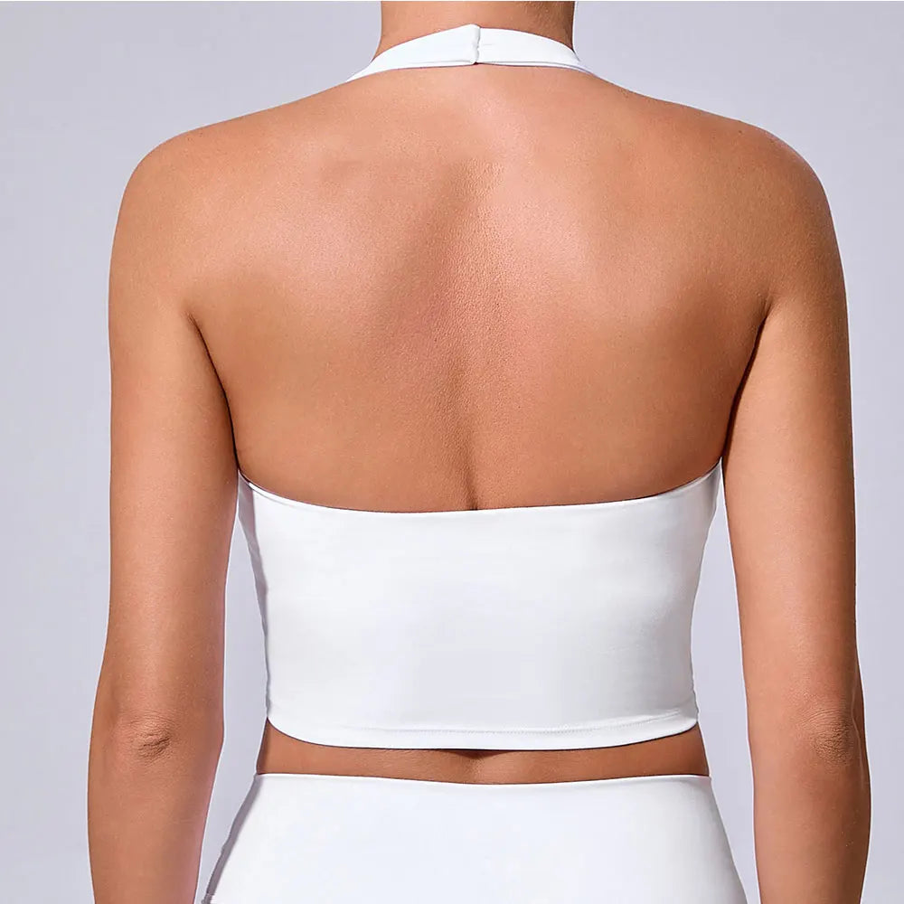 Women Hanging Neck Yoga Sports Bra Breathable Shock Proof Gym Workout Fitness Push Up Top Yoga Running Sportswear Vest Bra