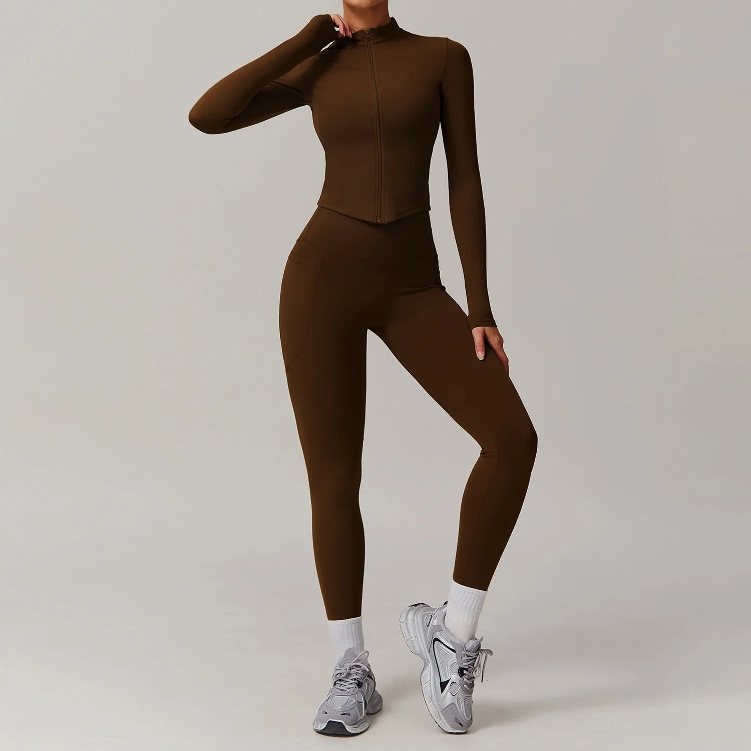2PCS Yoga Suit Gym Set Women Sports Set Women Long Sleeve Running Workout Sportswear Female Tracksuit Sports Shirt Yoga Clothing