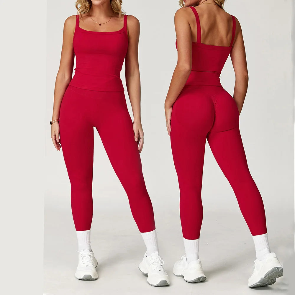 Women Tracksuit 2PCS Seamless Fitness Suit Yoga Sets Sportswear Workout Sports Bra High Waist Leggings Gym Clothing Sports Suits
