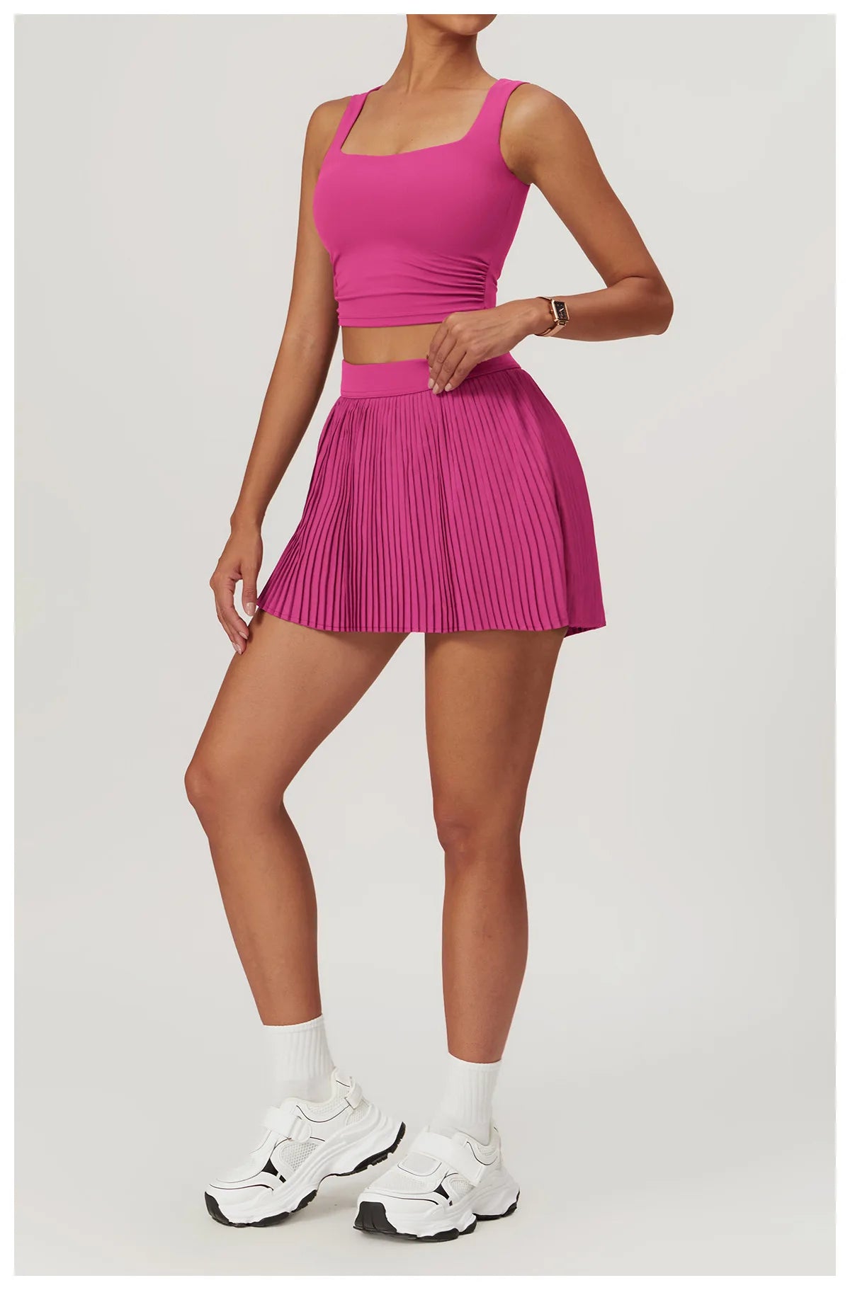 Women Pleated Sports Tennis Skirts Women High Waist Yoga Fitness Short Skirt With Pockets Gym Golf Loose Mini Skirt With Pockets
