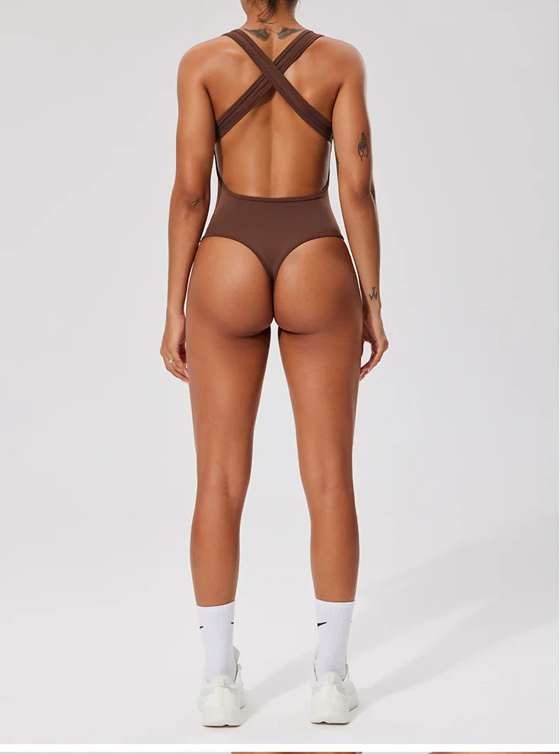 Triangle Jumpsuit Yoga Set Women Fitness Rompers One Piece Strap Tummy Control Padded Sports Bra Workout JumpSuits Sportswear