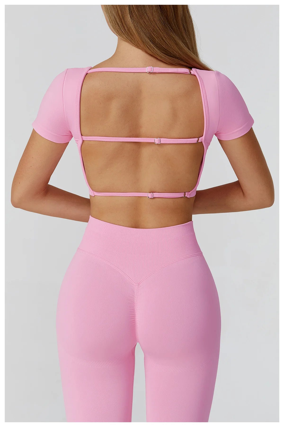 Seamless Women Yoga Top Backless Sport T Shirts Fitness Clothes Short Sleeve Yoga Shirt Gym Top Running Active Wear Sport Top