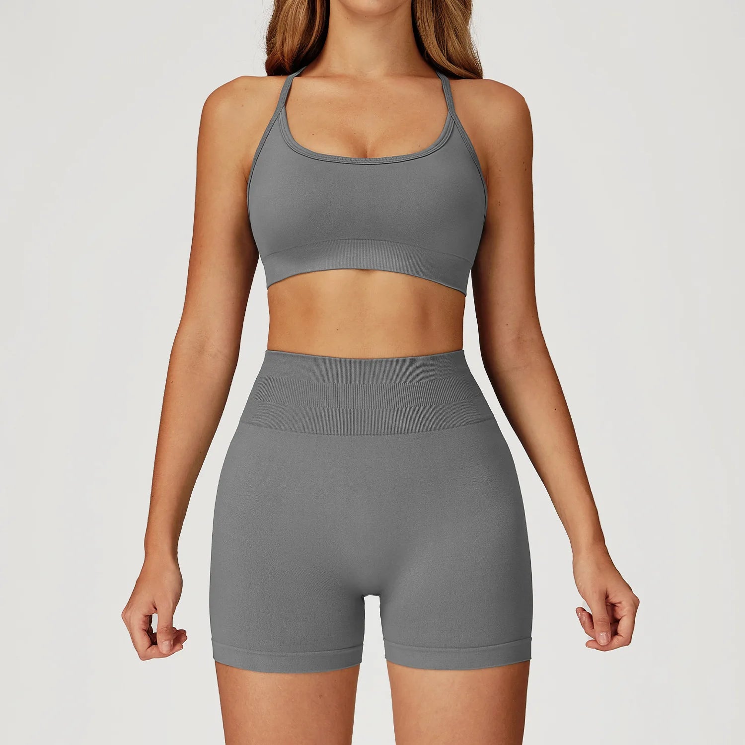 2PCS Seamless Yoga Set Gym Clothes Athletic Wear Women Fitness Set Tracksuits Sports Long Sleeved Gym Suit Leggings Sportswear