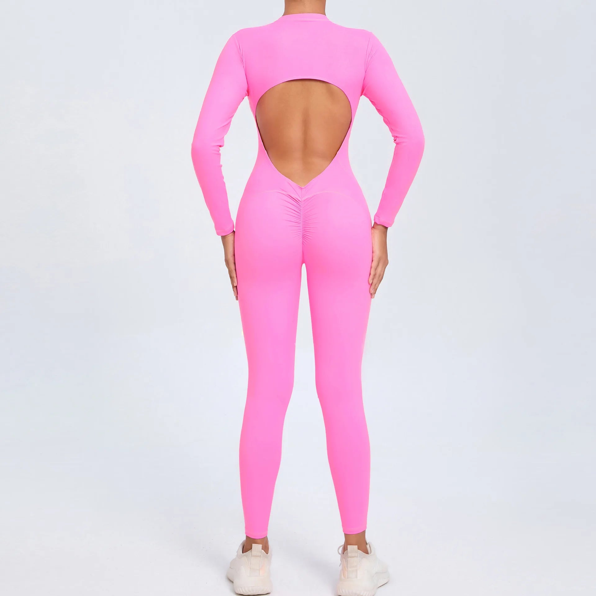 Backless Rompers Yoga Long Sleeved Women's Sportswear Gym Zipper Jumpsuits Workout Bodysuit Fitness One-piece Skin-tight Garment
