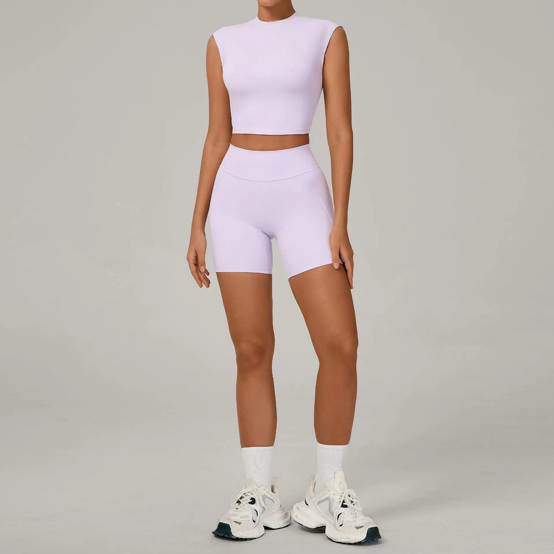 Yoga Sets Workout Sets Women Tracksuit 2 Pieces Gym Suits Yoga Short Sleeves High Waist Shorts Outfits Running Fitness Clothes