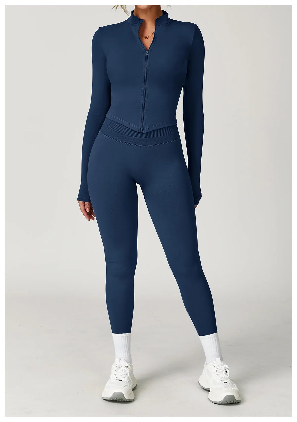 2PCS Yoga Suit Sports Set Women Gym Set Women Tracksuit Running Workout Long Sleeve Sports Shirt Yoga Clothing Seamless Leggings