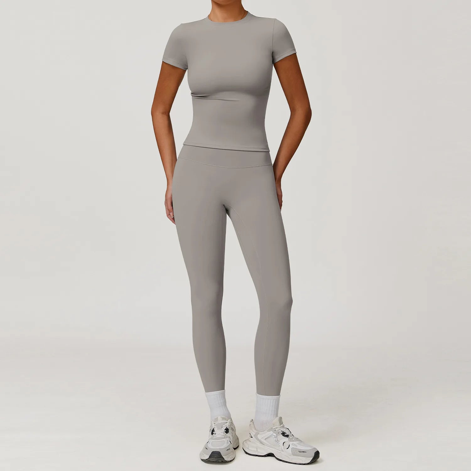 2PCS Yoga Set Sports Suit For Women Fitness Short Sleeve Tracksuits Sports Bra High Waist Leggings Gym Sports Clothes Sportswear
