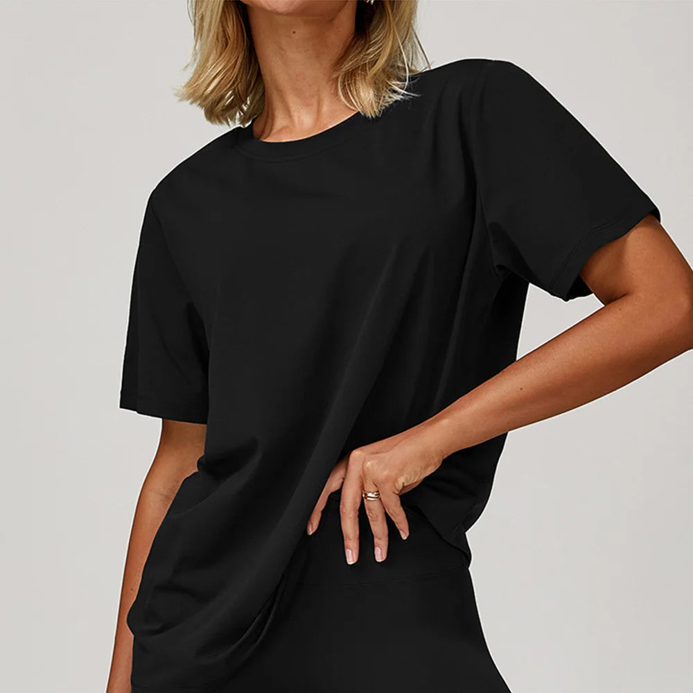 Loose Yoga Shirts Women Top Quick Dry Running Top Tights Push Up Workout Gym Clothes Female Short Sleeve Fitness Sports T-Shirts