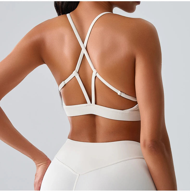 Women Impact Sports Bra Halter Top High Support Push Up Clothes Running Tops Open Back Gym Wear Fitness Yoga Workout Underwear