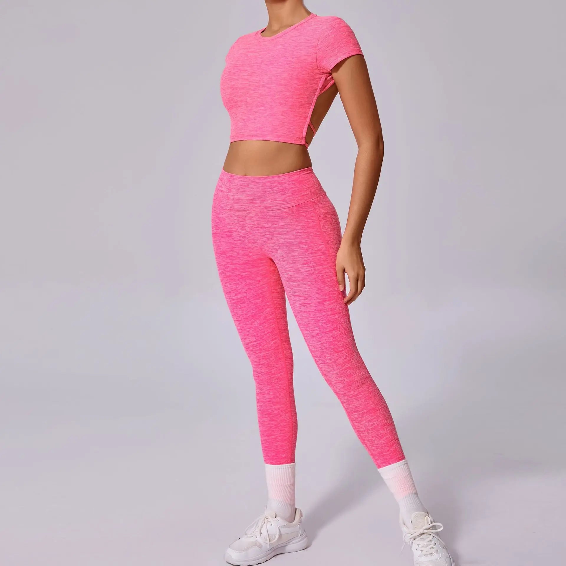 Hollow Beauty Back Crop Top Short Sleeve Workout Yoga Shirt Women Fitness Workout Tops Gym Clothes Sportswear Running T-shirts