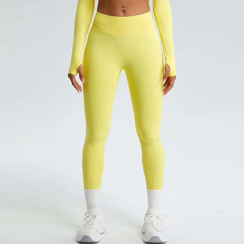 Seamless Yoga Pants Women High Waist Legging Ribbed Sport Gym Fitness Leggings Women Female Legging Tummy Control Running Tights