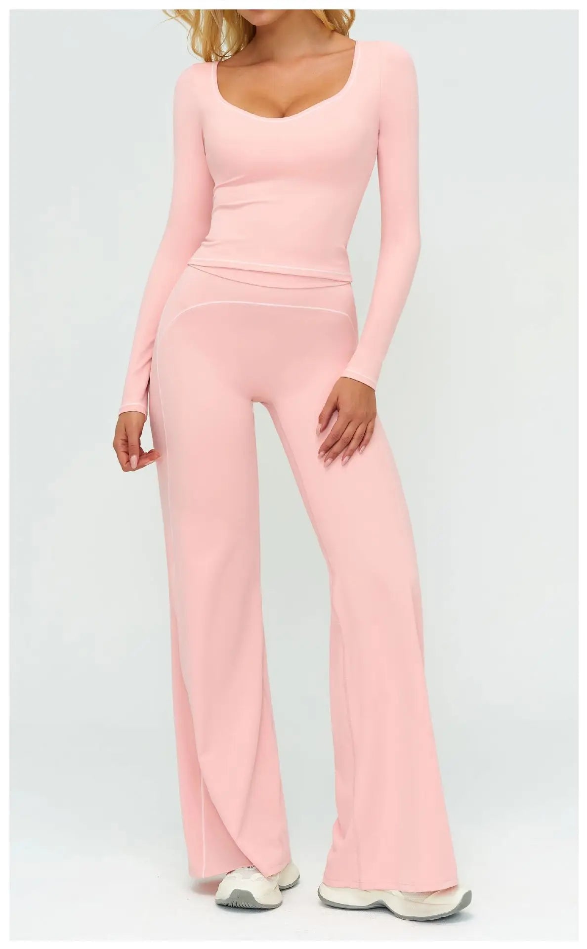Yoga Set Women Tracksuit 2PCS Sportswear Workout Clothes Athletic Wear Gym Leggings Fitness Outfits Top Long Sleeve Sports Suits